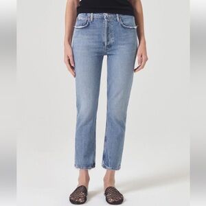 WOMEN’s AGOLDE RILEY CROP DENIM JEAN SZ 26 HIGH RISE STRAIGHT LEG PREPPY EUC